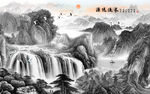 中式灰色山水画 TIF分层