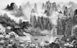 极品灰色山水画 TIF分层