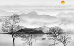 现代灰色山水画 TIF分层