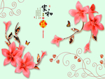 花开富贵电视墙背景图