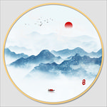 圆形水墨画