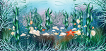海底世界海藻海草海星鱼群图