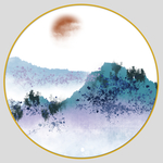 新中式圆形山水装饰画