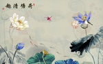 荷塘山水中国风画 TIF分层