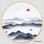 圆形山水画