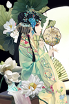 荷花戏装女