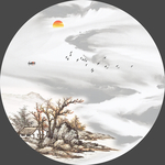 新中式装饰画 祥云山水画
