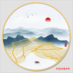 圆形山水画