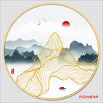 圆形山水