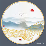 圆形山水画