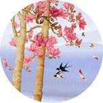 玉兰花花鸟画