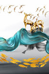 发财鹿 发财树 现代简约 中式