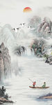 新中式风景山水国画 TIF分层