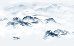 抽象水彩山水画