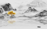 中国风灰色山水画 TIF分层