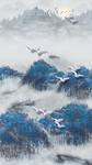 中式立体油画云雾山川飞鸟玄关