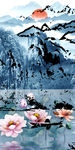 蓝色水墨玄关山水 tif分层