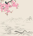 桃花 梅花 山水 鸟 花