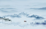 简约山水中国风画 TIF分层