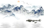 新款水墨山水装饰画电视背景墙