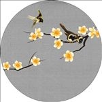 新中式手绘花鸟圆框画装饰画