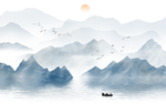 高清意境抽象水墨山水画