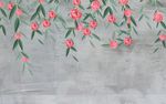 现代简约手绘花卉清新电视背景墙