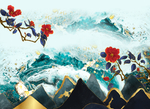 中国风抽象山水背景墙