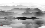 抽象意境水墨山水画