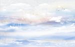 大理石山水日出背景墙天空