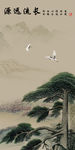松树山水画玄关图 TIF分层