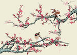 中式手绘花鸟画
