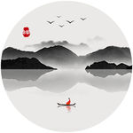 抽象意境水墨山水画