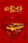 创意剪纸春节春运回家海报