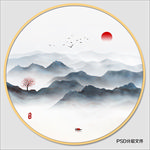 圆形水墨画