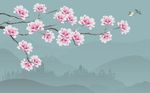 玉兰花电视背景墙