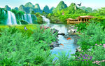 流水小溪背景墙
