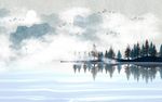 中式山水意境电视背景墙