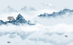 中式山水风景画 TIF分层