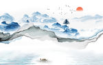 抽象山水背景墙画 TIF分层