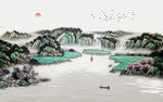 水墨山水背景墙