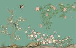 工笔花鸟中式壁画背景墙