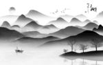 手绘 风景山水框画 TIF分层