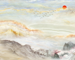 大理石纹山水背景墙