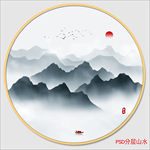 圆形水墨画