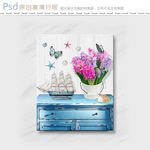 地中海花卉景物无框画