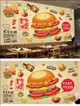 汉堡美食背景墙创意设计