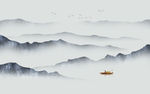中式水墨山水画