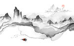 线条山水中式大画 TIF分层