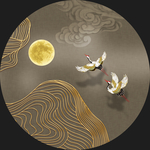 仙鹤祥云抽象几何新中式装饰背景